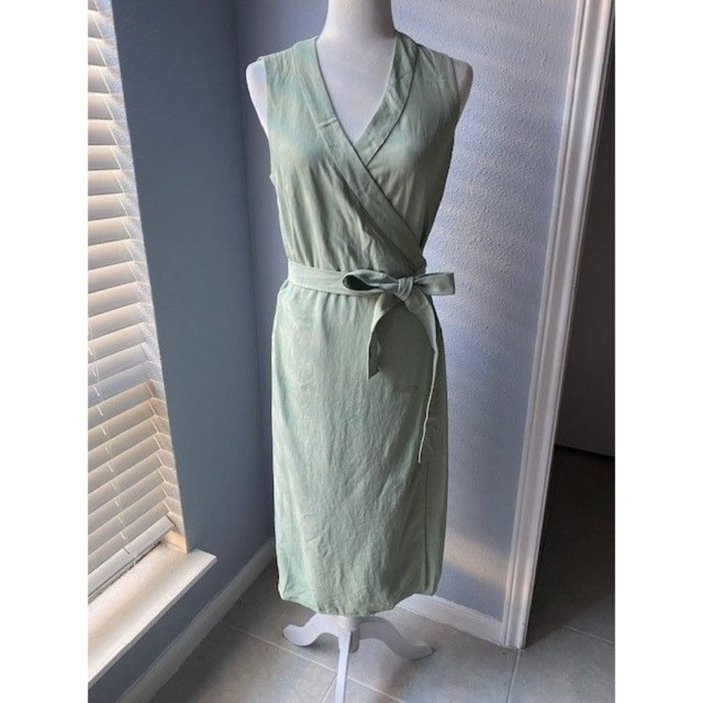 NWOT Everlane Japanese GoWeave Wrap Dress Midi Length Mint Green - Size 6